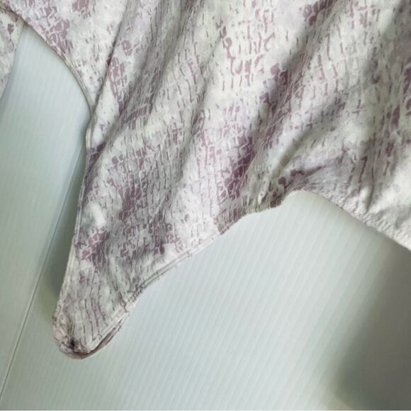 Pink by Victorias Secret long sleeve python print bodysuit size large - Picture 3 of 8